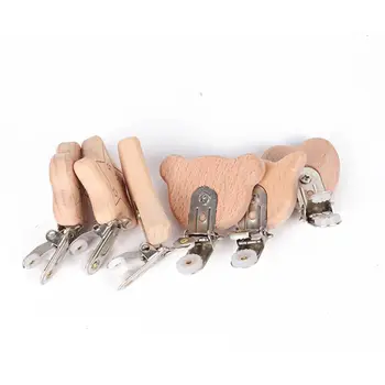 

5Pcs Natural Beech Wood Animal Pacifier Clip Baby Teether Safety Clasp Accessory 23GD