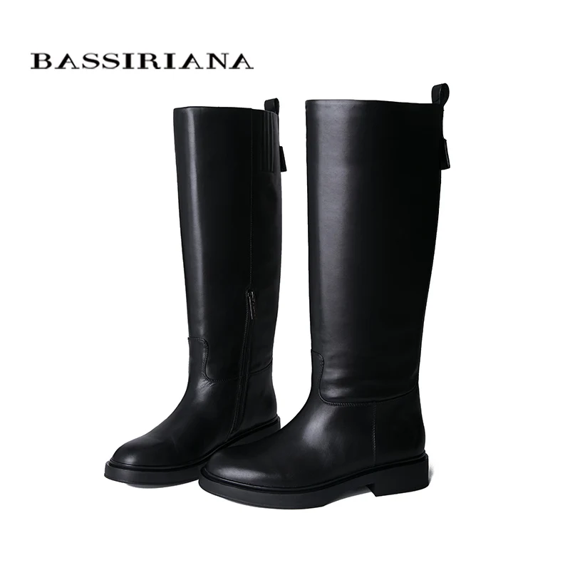 BASSIRIANA2019 новые осенние и зимние женские сапоги кожаные туфли на кожаной нескользящей подошве женские плоские сапоги