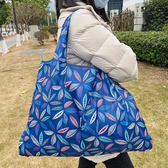 Reusable Shopping Bags Heavy Cloth Bags Sundries Bags Foldable Women's Travel Shoulder Bags Large Handbags Durable Nylon 22011