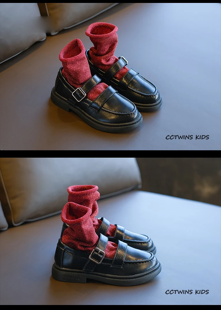 CCTWINS/детская обувь; коллекция года; сезон весна; детская модельная обувь для маленьких девочек; мягкая модная черная обувь из искусственной кожи на плоской подошве; милая Брендовая обувь для детей; LM2102