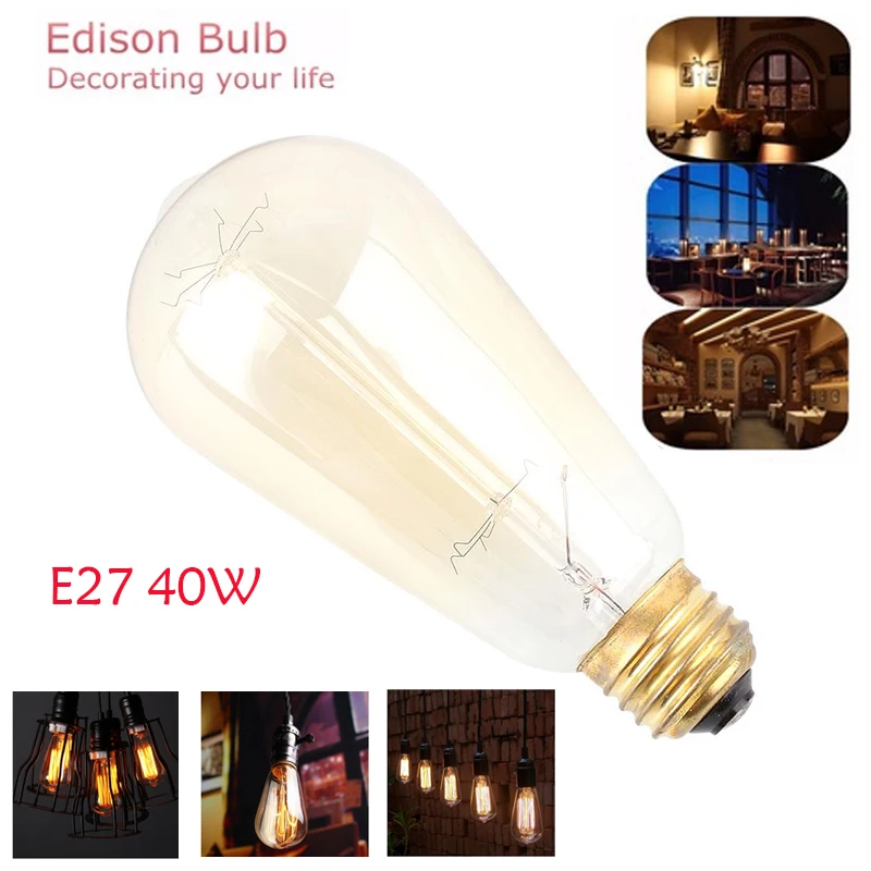 Яркий Ретро E27 840W Тип Эдисона Вольфрамовая Лампа накаливания Droplight AC120V