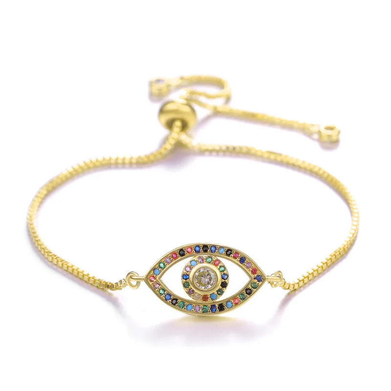 Juya браслеты с греческим глазом, золото/серебро/розовое золото; круг, злой глаз, очаровательные браслеты для женщин, мужчин, вечерние ювелирные изделия, подарок - Окраска металла: Gold