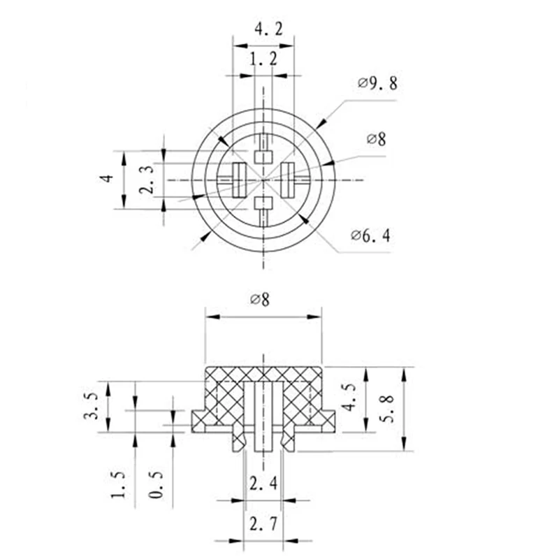 Plastic Micro Switch Button Cover A95 Momentary Switch Button Cover Size 9.8*5.8mm for 6*6MM Square Tact 50pcs
