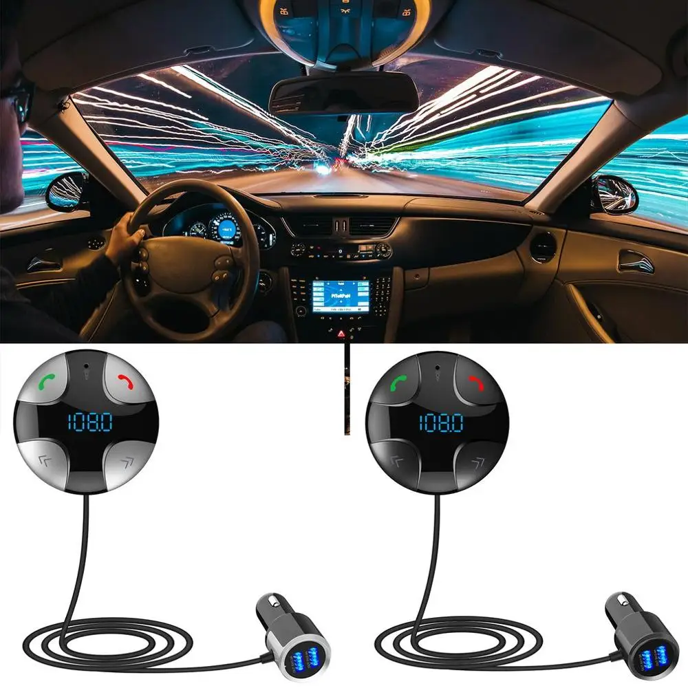 Автомобильный линейный аудио вход двойной Usb автомобильный комплект Lcd Sd магнит проводной громкой связи Автомобильный fm-передатчик Mp3 fm-плеер