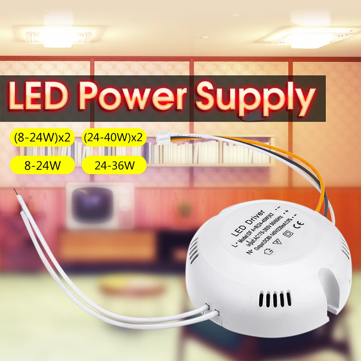 

8-40W Single/Dual Lighting Transformer LED Driver Power Supply Adapter for Led Lamp Panel Ceiling Light