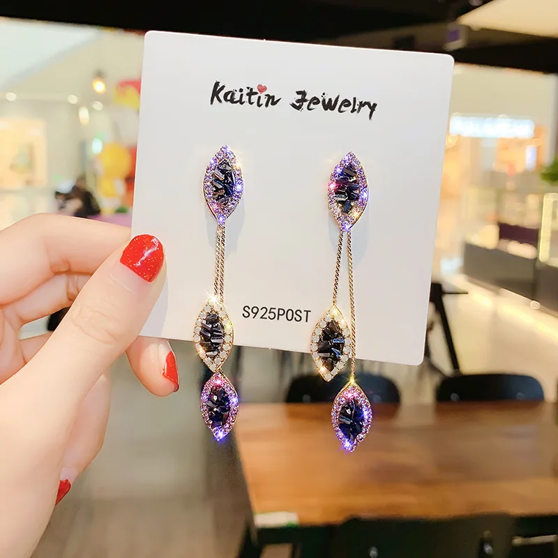 

New purple Crystal Drop for Women Wedding the bride Earrings Fashion Jewelry Drop Earrings with Stones earrings