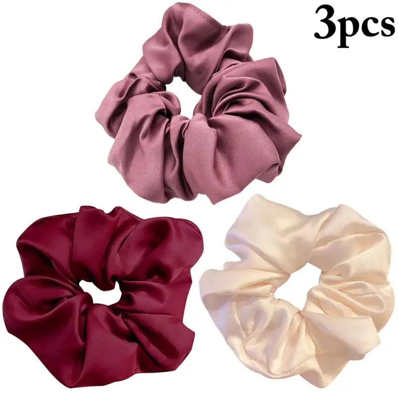 

3Pcs/Lot Solid Color Hair Scrunchy Elastic Hair Tie Ponytail Holder Hair Ropes For Women Ladies Girls Hair Accessories