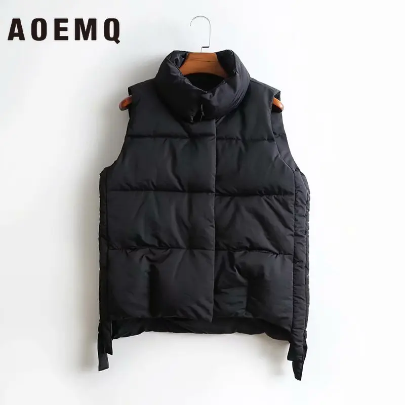 Skup AOEMQ bawełniany płaszcz znosić zimowa kamizelka ciepły utrzymać ciepła podkoszulka płaszcz skręcić w dół kołnierz stałe zimny sezon płaszcz odzież damska