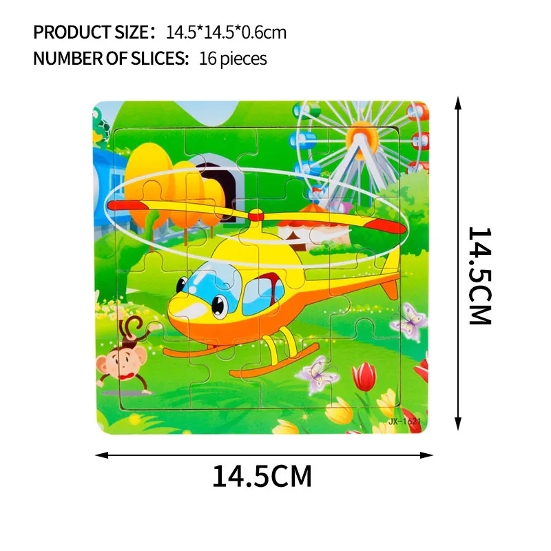JX-1621 14,5x14,5 см Мультяшные деревянные пазлы, игрушки, животные, морская черепаха, транспортное средство, детская головоломка, обучающие игрушки для детей, подарок для детей - Цвет: JX-1621