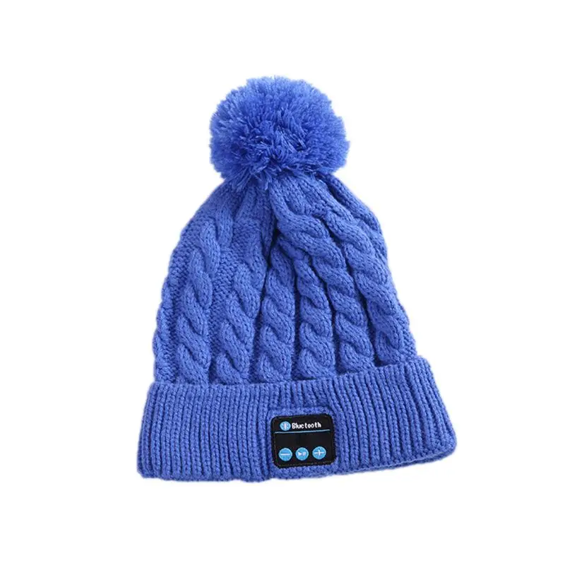 Синий Bluetooth Hat, беспроводные наушники, гарнитура, наушники, музыка, аудио, для женщин, мужчин, мальчиков, девочек, зимняя шапка с динамиком, микрофоном, Hands Fre - Цвет: Синий