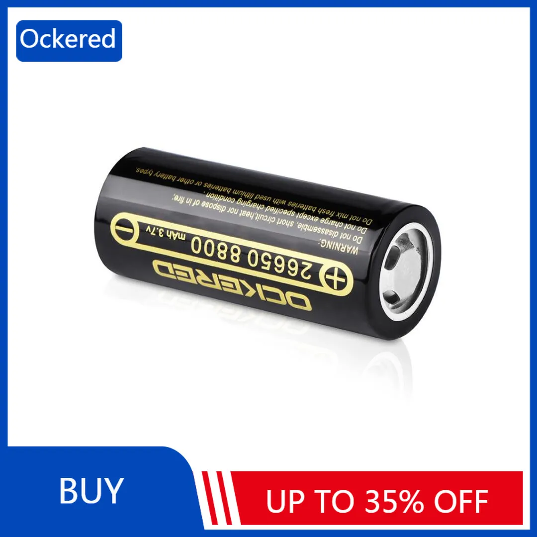 OCKERED High Capacity 3.7V 26650 Battery 8800mAh Li-ion Rechargeable Batteries for LED Flashlight Power Bank DIY Tools | Электроника