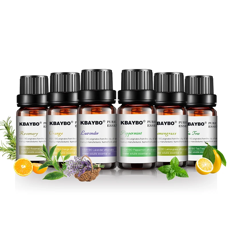 Эфирные масла для диффузора, масло для ароматерапии увлажнитель 6 видов аромата лаванды, чайного дерева, розмарина, лемонграсса, апельсина