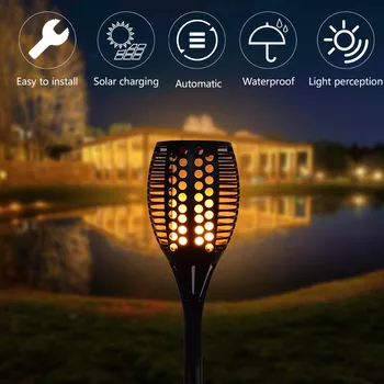 

4 Pack 93LED Solar Flame Torch Light Flickering Waterproof Garden Decor Landscape Lawn Lamp Path Lighting Torch Outdoor Light