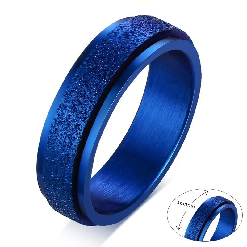 Vnox мужские Спиннер кольцо Уникальный Пескоструйный нержавеющая сталь свадебные наборы anel masculino 5 ярких цветов на выбор - Цвет основного камня: Blue