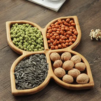 

Snack Dish Dried Fruit Tray Seperated Melon Seeds Plate Bamboo Candy Plate Bamboo Plate Japanese Snack Plate dessert tray