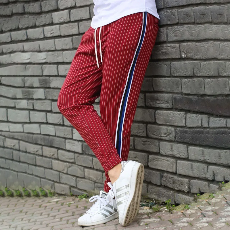 Jogger Уличная Повседневная Мужская брюки Модные мужские повседневные брюки брендовая мужская одежда рабочие брюки Брендовые брюки - Цвет: red
