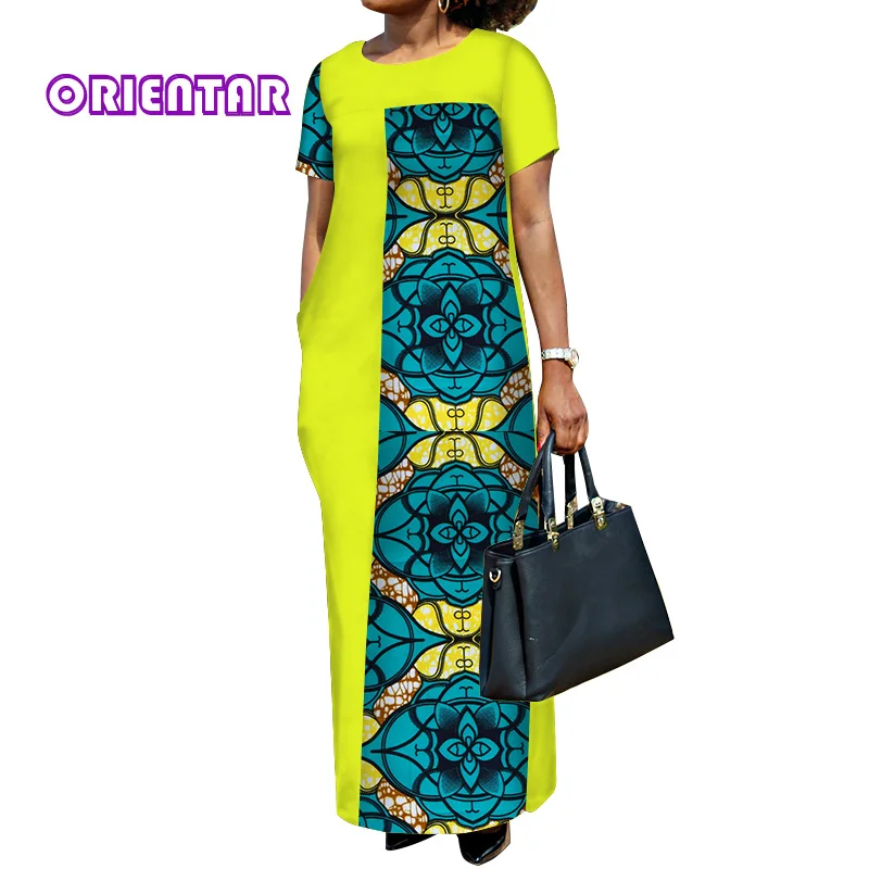 Африканские платья для женщин плюс размер платье Дашики Базен Riche Лоскутное Длинное Макси платье Женская традиционная африканская одежда WY3438 - Цвет: 8