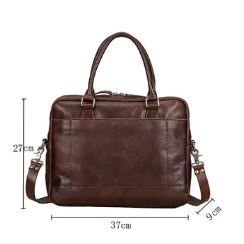 

2019 Leather Portable Briefcase Men and Women Shoulder Slung Baotou Top Layer Vegetable Tanned Leather Retro Fashion bag