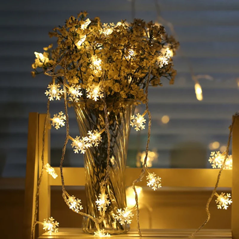 Снежинка гирлянда 20 лампочек светодиодный бар Домашний декор Свадьба 3,0 м Красивое оформление на Рождество орнамент праздник