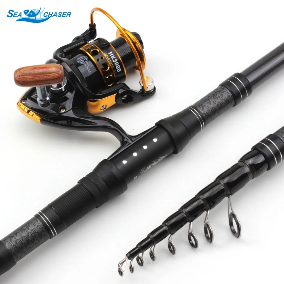 

1.8m-3.0m Fishing combination Carbon Fiber Telescopic Fishing Rod Portable Spinning Rod and Spinning Reels Multifunction set