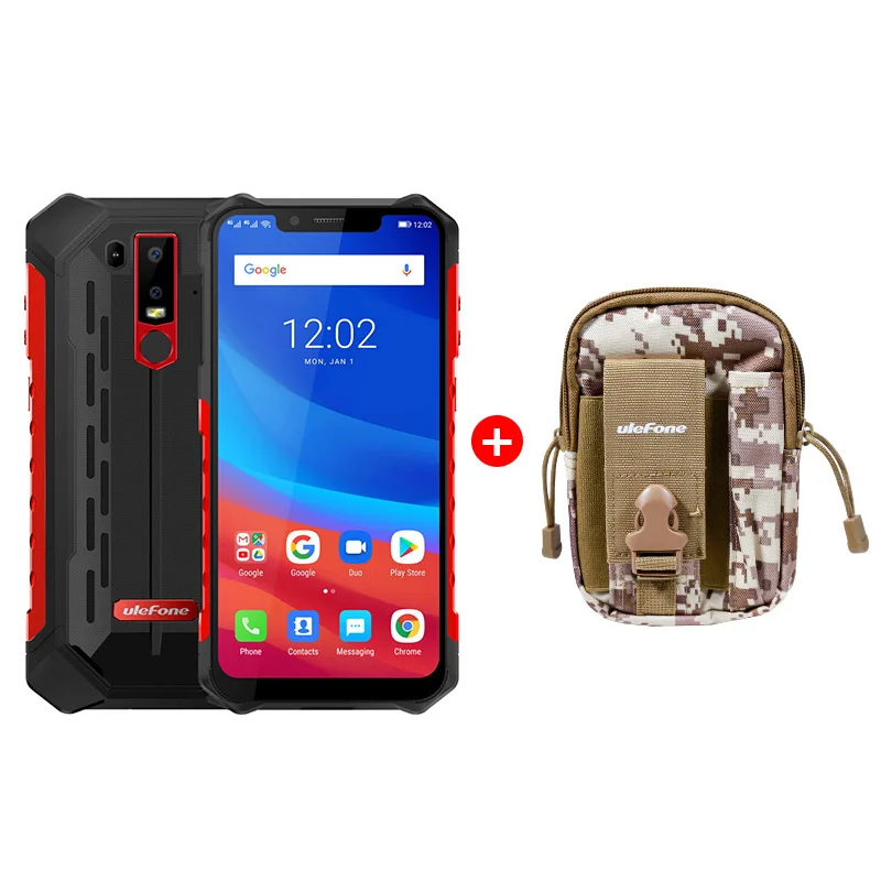 Ulefone Armor 6E водонепроницаемый IP68 NFC прочный мобильный телефон Helio P70 Otca-core Android 9,0 4 Гб+ 64 Гб беспроводной зарядки смартфон - Цвет: Red Add Bag