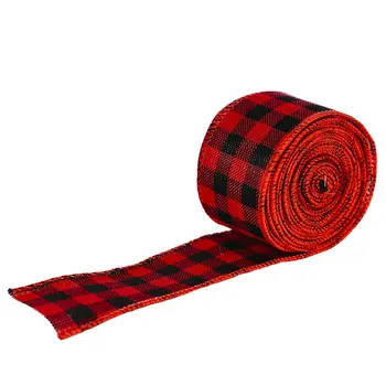 

a roll of Christmas decoration lattice webbing strap Lattice ribbon Plaid pattern Printed DIY Gift Wrpping Party Decoration