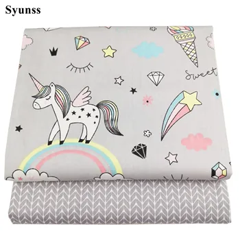 

Syunss Gray Pegasus Star Grid Print Cotton Fabric for Diy Patchwork Quilting Baby Cribs The Cloth Cushions Blanket Sewing Tissus