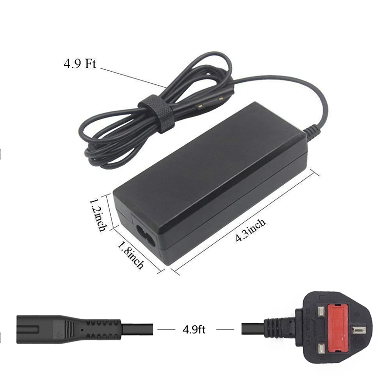 RISE-Uk Plug 65 Вт 15 в 4A Адаптер зарядного устройства переменного тока 1706 Замена для microsoft Surface Pro 3 Pro 4 кабель питания Pro4 Pro3 Таблица