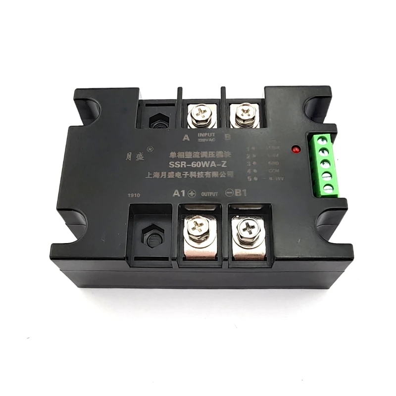 Модуль регулятора напряжения однофазного выпрямителя 60A аналоговый вход: 4-20MA, 0-10 V, 1-5 V, 10K потенциометр