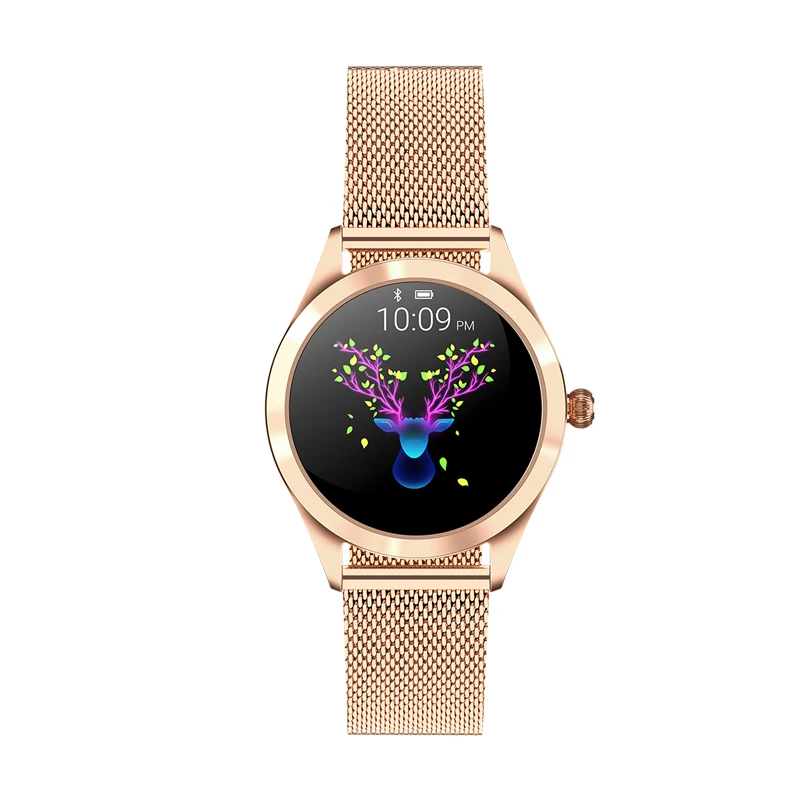 Metal-Golden ESEED KW10 Смарт-часы для женщин IP68 Водонепроницаемый модный монитор сердечного ритма физиологический напоминающий Смарт-часы фитнес-браслет - Цвет: Metal-Golden
