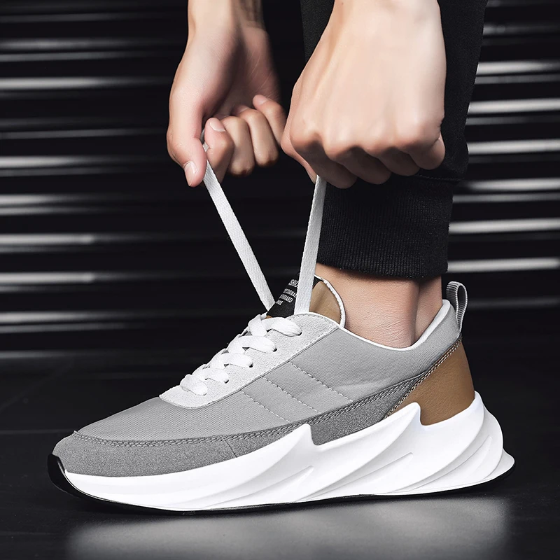 

CRMDEOX Chunky Sneakers Men Casual No-slip Soft bottom Vulcanize Shoes Male Air Mesh Lace up Wear-resistant Shoes scarpe uomo