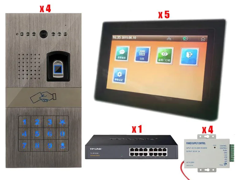4camera 5Bmonitor Новое поступление FRID панель " видео домофон дверной звонок с ночным видением Камера Безопасности Домашний домофон для виллы 4V5 - Цвет: 4camera 5Bmonitor