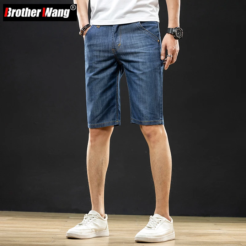 Pantalones cortos de mezclilla azul para Vaqueros cortos de corte Regular, estilo clásico, informal, de negocios, la moda, combinan con todo, ropa de marca| | - AliExpress