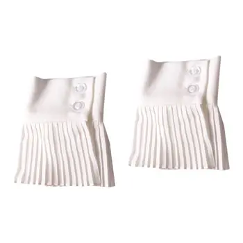 

Girl Pleated Flared Fake Sleeve White Chiffon Ruffled Wrinkled Horn Cuffs Solid Color Decorative Detachable Sweater Wrist Warmer