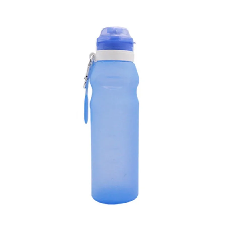 600 мл анти-скальдинг силикон с покрытием складная бутылка для воды Спорт на открытом воздухе поставки портативная бутылка воды удобный путешествия - Цвет: Небесно-голубой