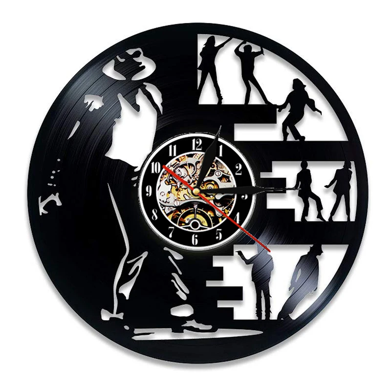 Vintage Vinyl Record Wall Clock Modern Design Music King Michael Jackson Vinyl Clocks Wall Watch Home Decor Gifts for Fan 