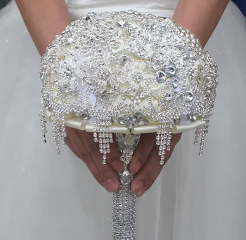 

Luxury Sparkly Handmade Crystal Rhinestones Bridal Bouquet Wedding Flowers Bridesmaids Decor Artificial Flowers Table DecorLF766