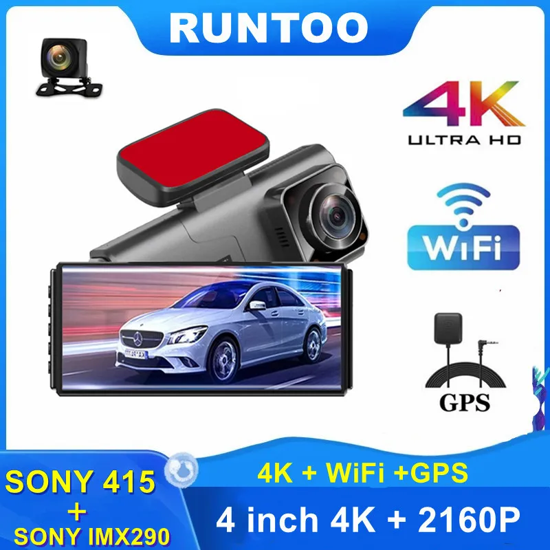 Dash Cam 4K 2160P Dual Lens Front and Rear Video Recorder Car Camera GPS Wifi Dashcam Reverse DVR 3 in 1 | Автомобили и мотоциклы