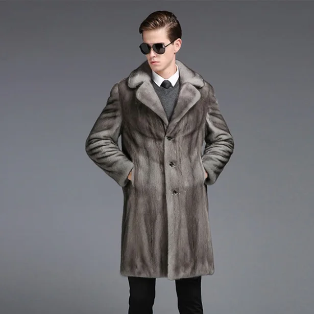 Plus Size Men's Faux Fur Coat Jackets 2019 Winter Warm Outerwear Business Formal Long Mink Overcoat 5XL 6XL XL676 | Мужская одежда