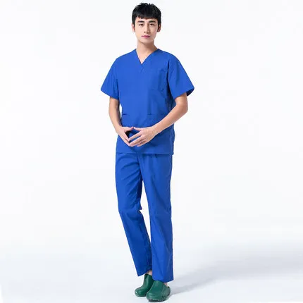 men top and pant Медицинский Набор для работы, больничная форма, медицинская Униформа с короткими рукавами для женщин и мужчин - Цвет: men top and pant