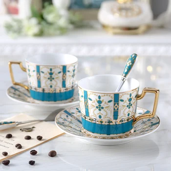 

Luxury Bone China Ceramics Tea Coffee Cup Saucer Set Textured Porcelain Hand Painted Espresso Cups Home Coffee Tea Cup MM60BYD