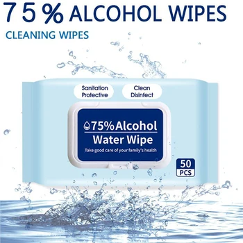 

75% Alcohol 50Pc Wet Wipes Disposable Thick Remover Portable Daily Hand Cleaner Sanitizer Cleaning Children Student Clean