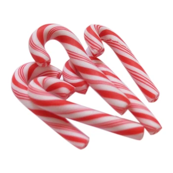 

50Pcs Red And White Handmade Christmas Candy Cane Kawaii Miniature Food Dollhouse Home Decor