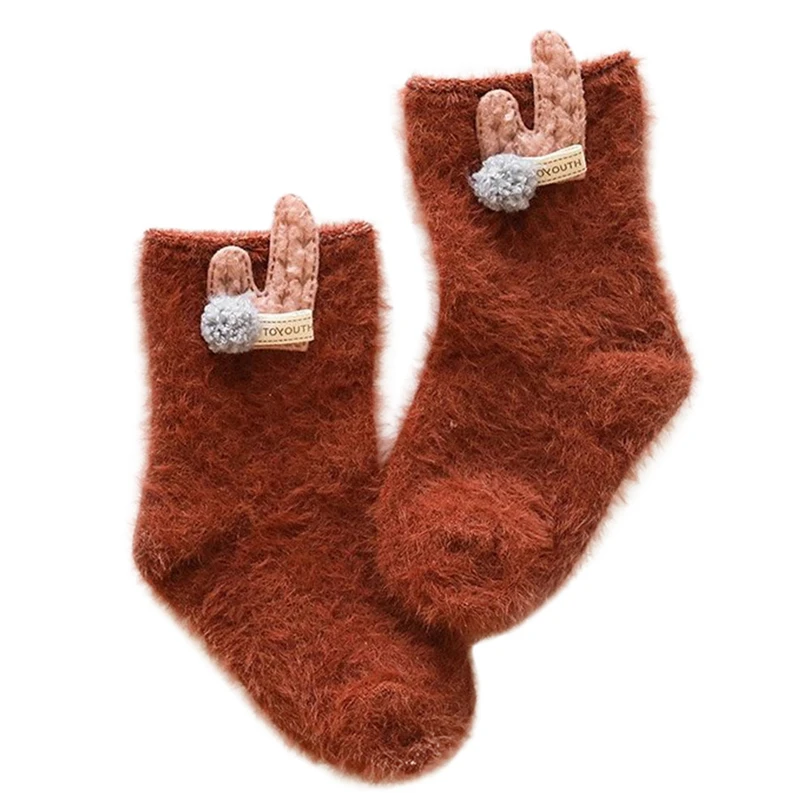 Носки для новорожденных девочек и мальчиков одноцветные Нескользящие зимние теплые хлопковые носки-тапочки с аппликацией в виде звезды и кролика для малышей От 0 до 3 лет, A20