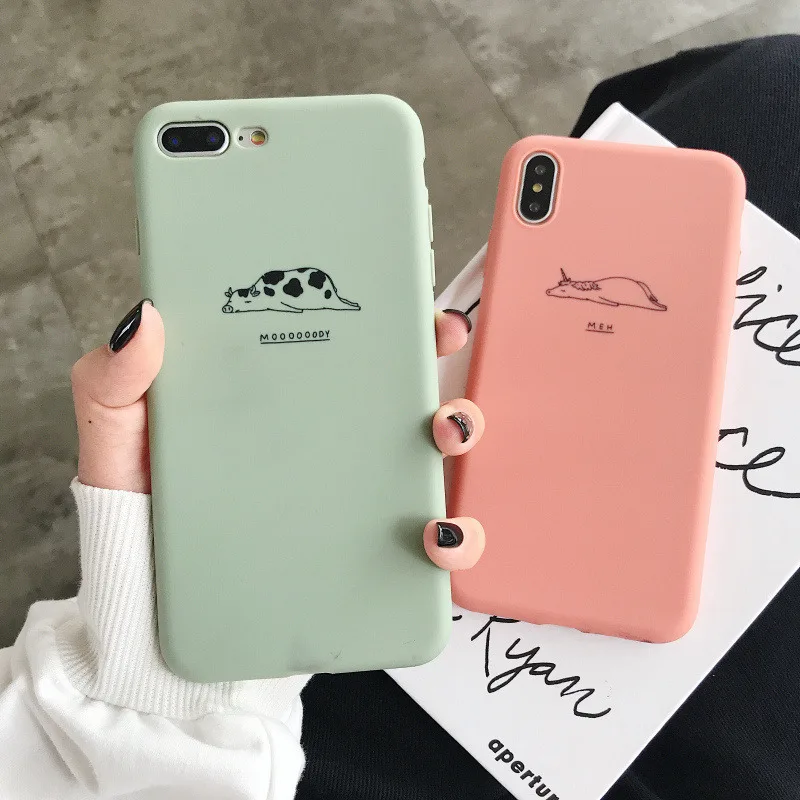 

Cartoon Cute Antelope Cow Phone Case For iPhone X XR Xs Max 8 7 6 Plus 6S 5S SE Soft Silicone Cover Fashion Coque