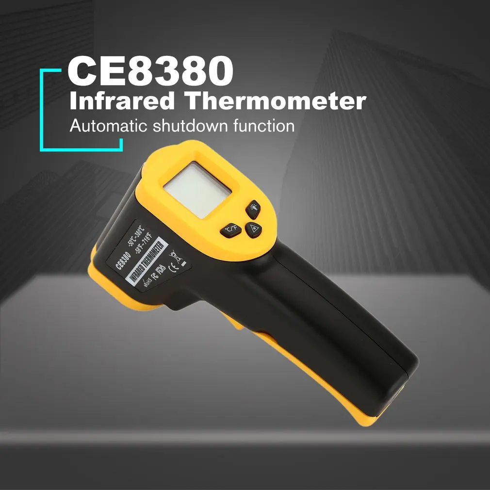

CE8380 Laser LCD Digital IR Infrared Thermometer Temperature Meter Gun Point -50~380 Degree Non-Contact Thermometer