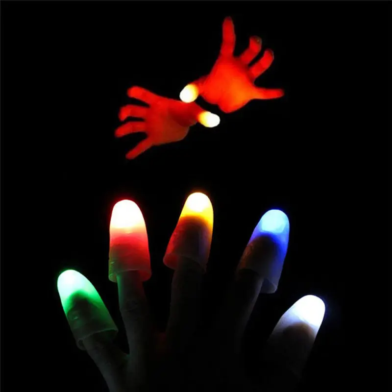 2PCS Funny Magic Trick Light-Up Thumbs LED Light Flashing Fingers  Props Amazing Glow Toys Children Kids Luminous Gifts