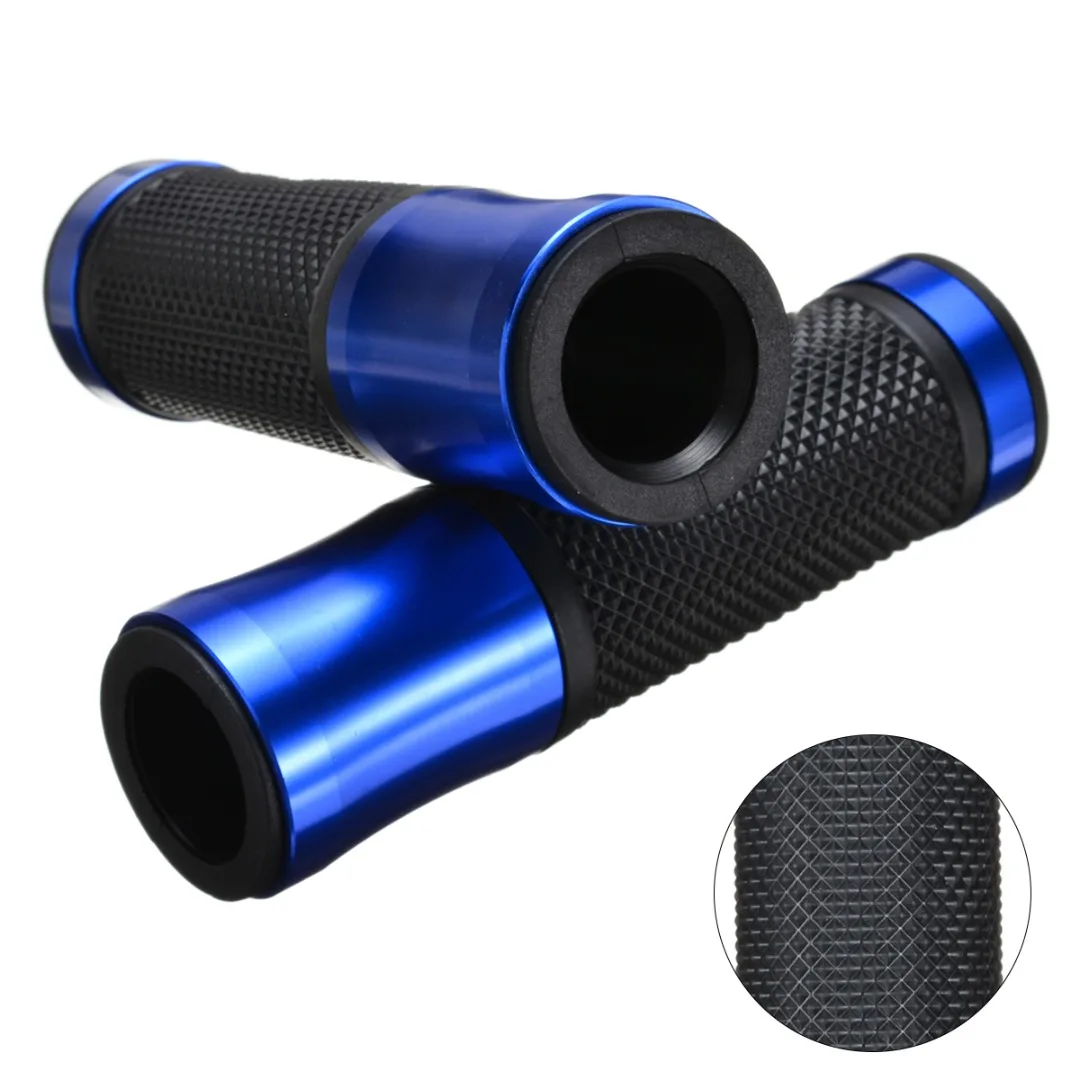 Hot 1 Pair Motorcycle 7/8" Left & Right Hand Grips CNC Aluminum Rubber Gel Hand Grip For 7/8 inch Standard Handlebar