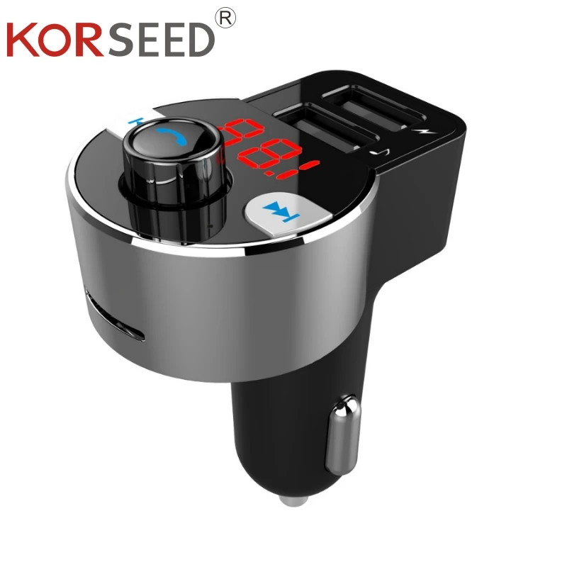 

KORSEED Bluetooth Car Kit 3.1A Quick USB Charger FM Transmitter Audio Music Mp3 Player Wireless Handsfree Support U Disk TF Card