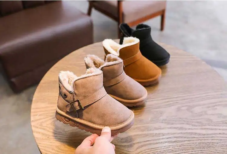 Детские зимние ботинки для девочек; коллекция года; теплые ботинки на меху для мальчиков; матовая кожаная обувь для мальчиков; ботинки Ankey; Цвет черный, коричневый, хаки; 13